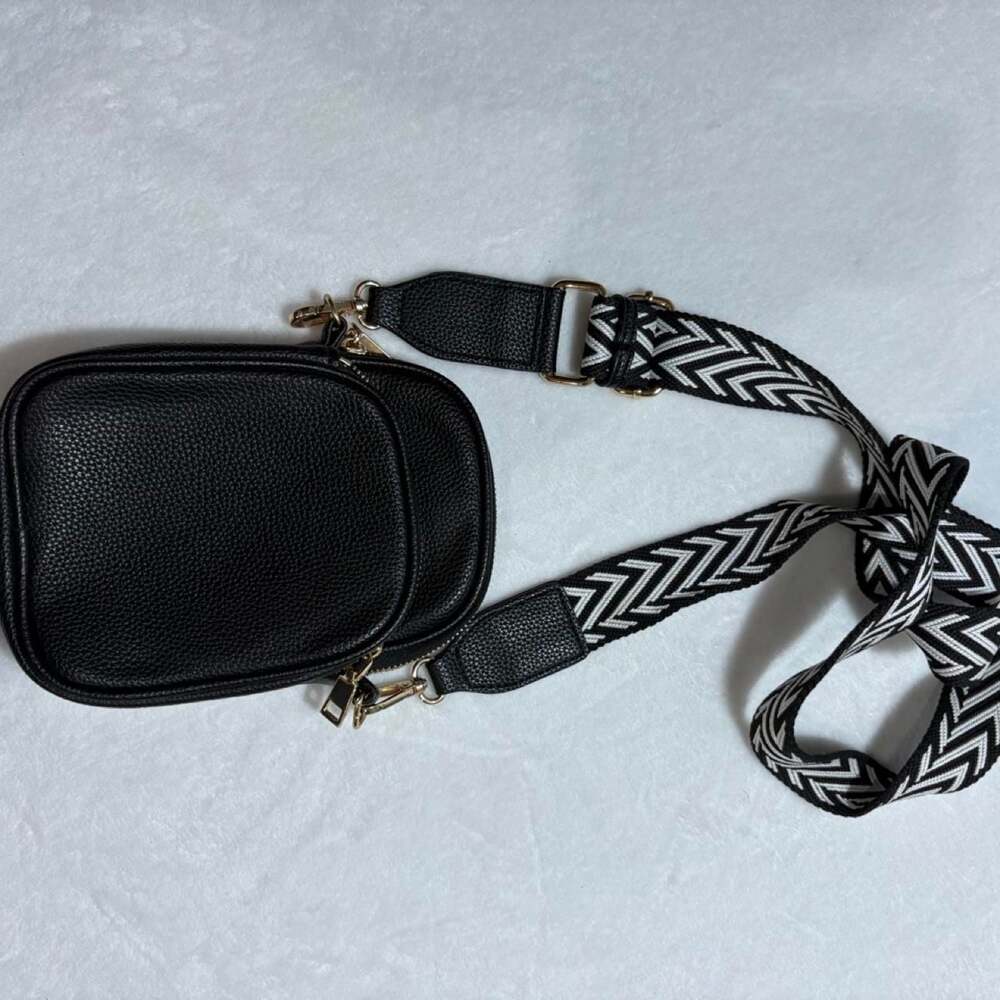 Urban Expressions Black Crossbody Bag with Chevron Strap